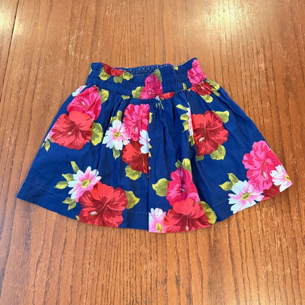 Hollister XS Navy Floral Cotton Mini Skirt Pink Hawaiian Pleated Pockets